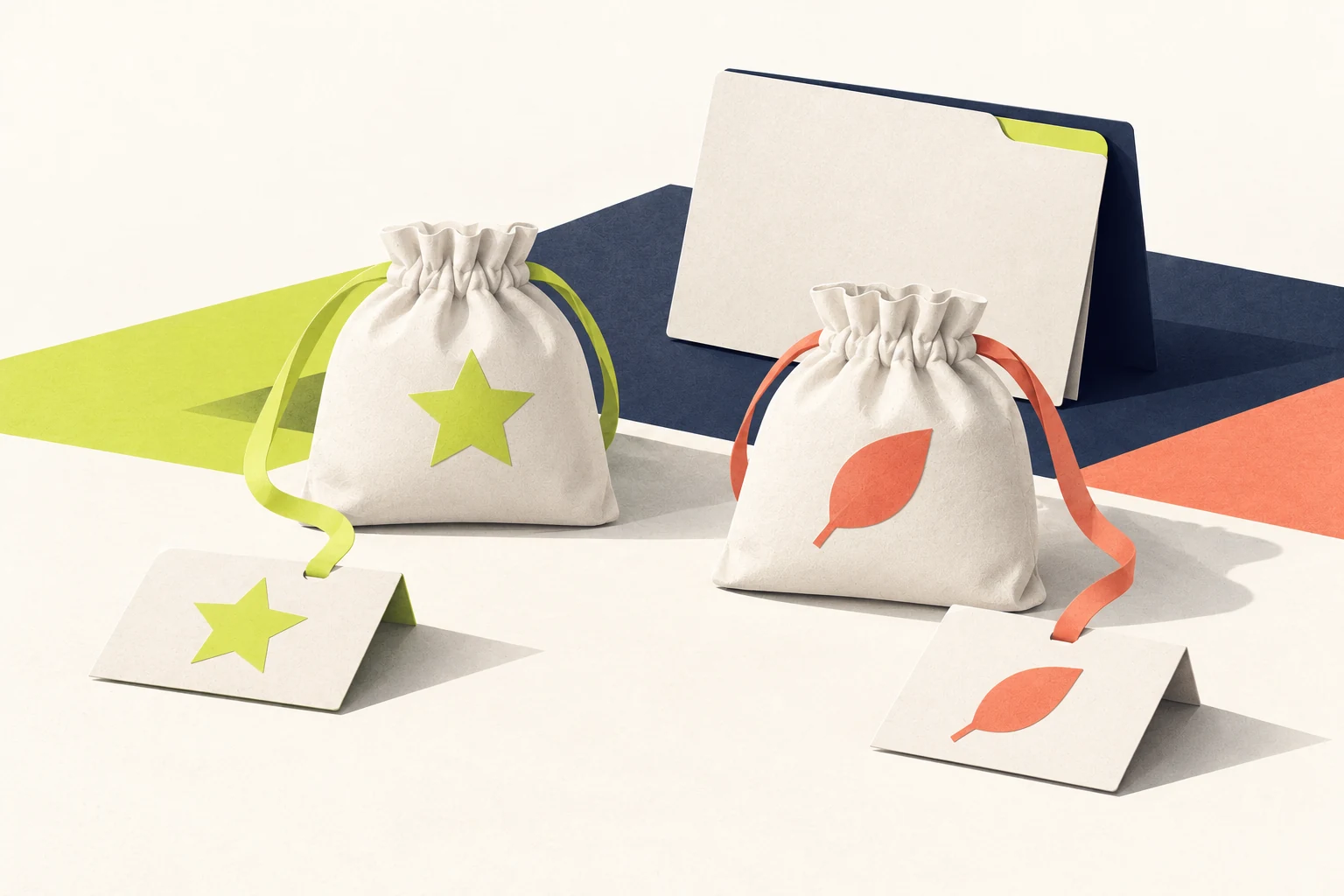 Deux pochettes identiques reliées chacune à une fiche portant leur motif de personnalisation distinct.